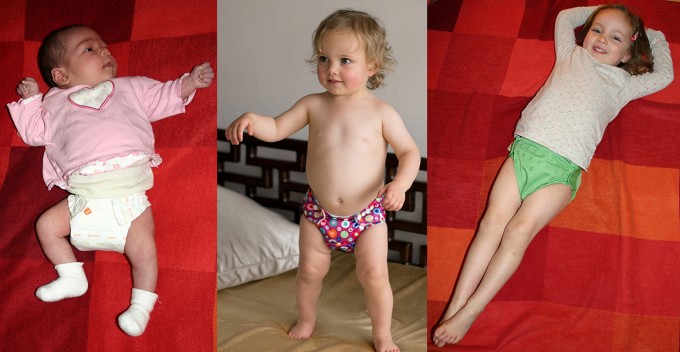 Aria, mit vier Wochen, 55cm und 4,5kg und ihre große Schwester Zoë, mit 20 Monaten und 12kg, und mit 40 Monaten und 16,5kg.